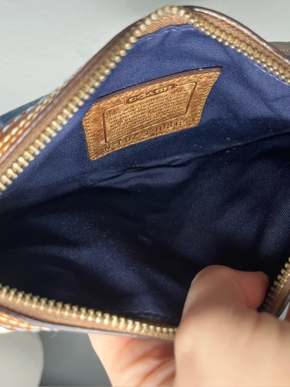Vintage Coach Denim Sig Patchwork Floral Embroidered Crossbody Purse Bag 10819